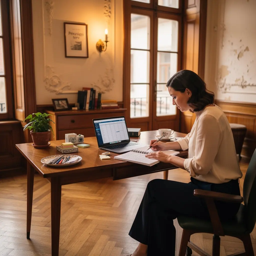 Könyvhalom, amely pénzügyi tudatosságról és költségvetés kezeléséről szóló kiadványokat tartalmaz.